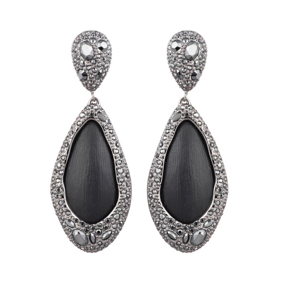 Alexis Bittar Crystal Tear Drop Clip Earrings